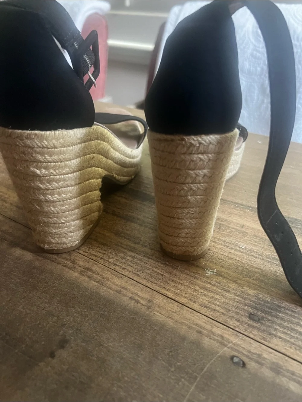 Black Espadrille Platform Sandals with Ankle Strap